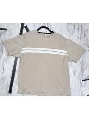 Zara Beige Double Stripe Minimalist T Shirt Men’s XL Streetwear #8